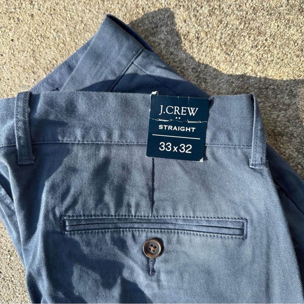 J Crew Pants Mens 33x32 Blue Straight Fit Flex Chino Casual Preppy Pockets NWT